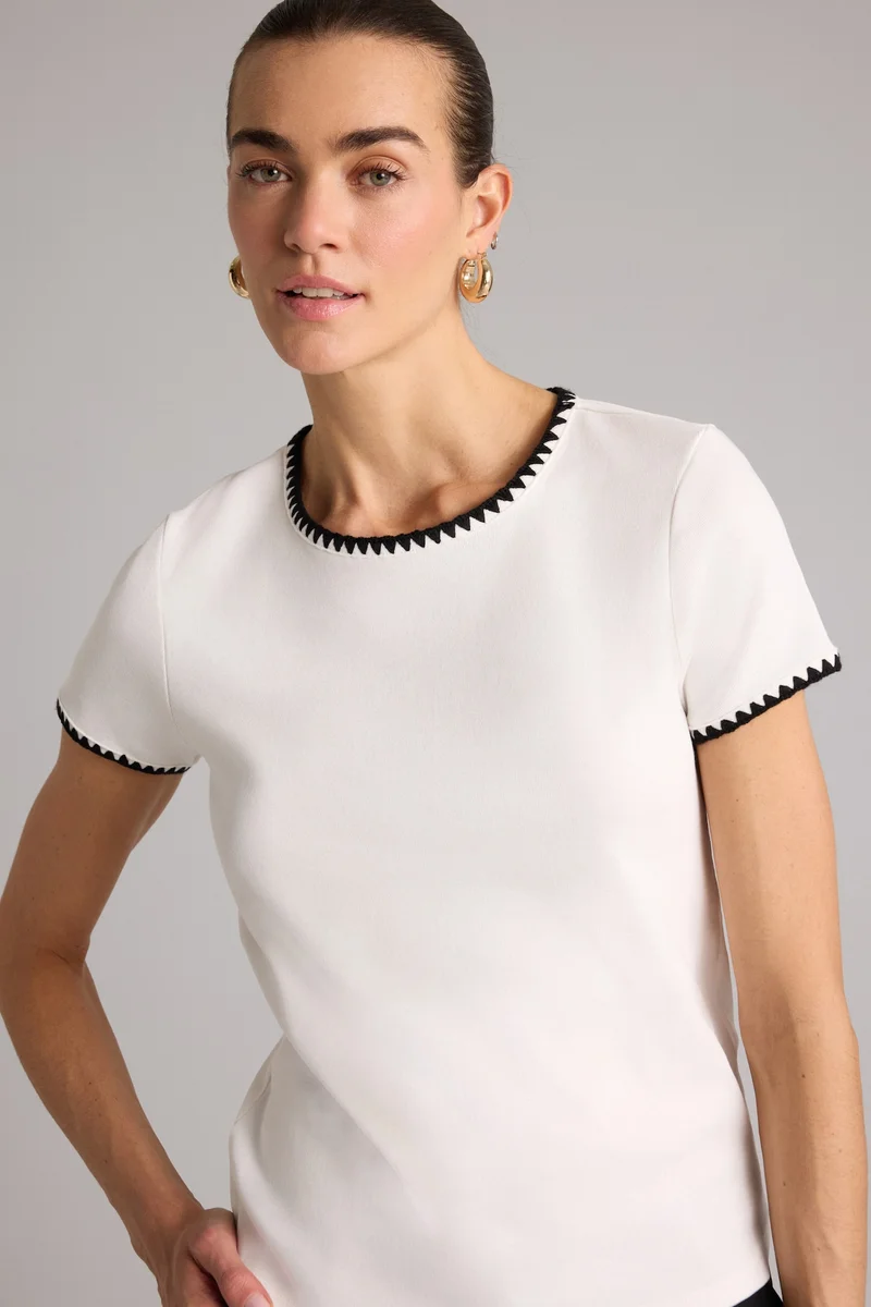 ديفاكتو Regular Fit Crew Neck Ribana Short Sleeve T-Shirt