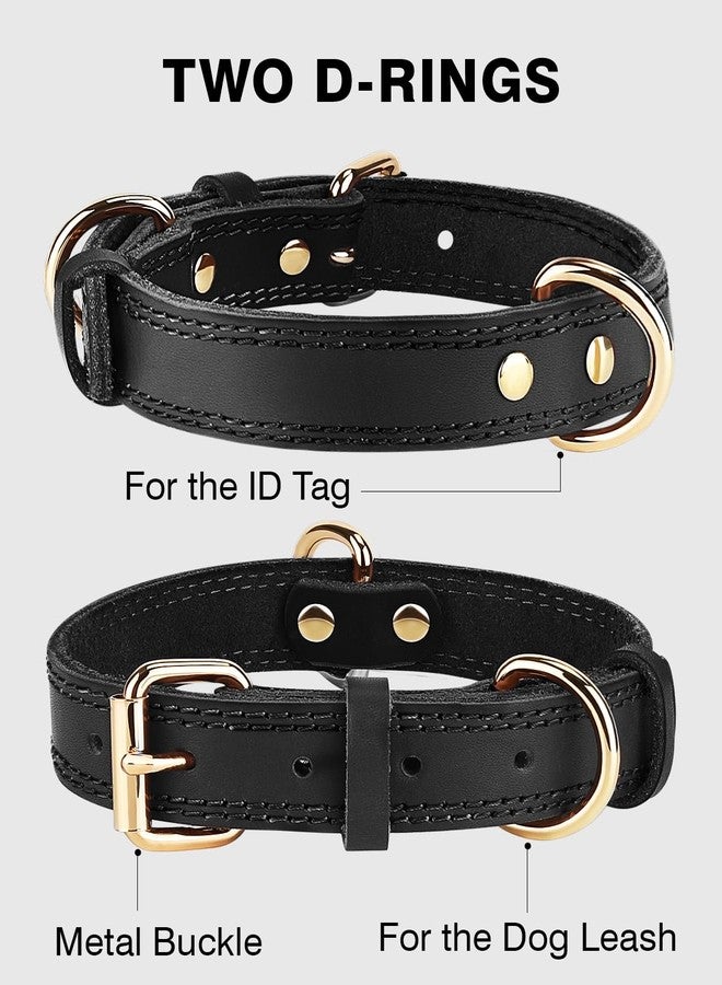 Joytale Genuine Leather Dog Collar for Large Dogs, Heavy Duty Thick Solid Leather for Power Breeds, Sturdy Adjustable Pet Collar with Metal Pin Buckle, Durable for Daily Walking, Black, XL - Image 4