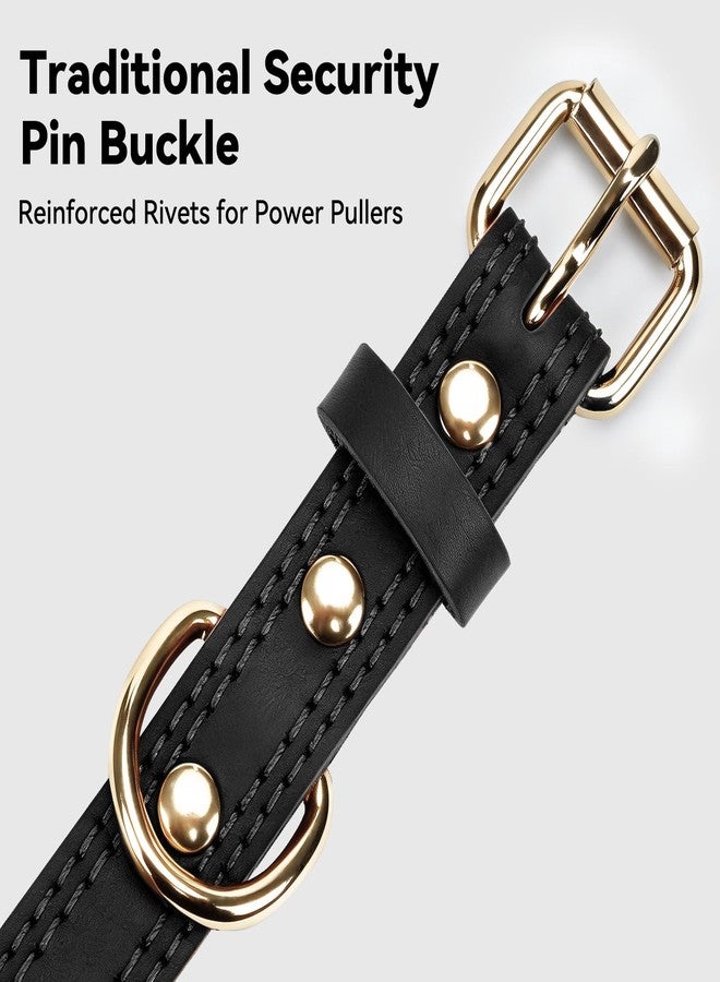 Joytale Genuine Leather Dog Collar for Large Dogs, Heavy Duty Thick Solid Leather for Power Breeds, Sturdy Adjustable Pet Collar with Metal Pin Buckle, Durable for Daily Walking, Black, XL - Image 5