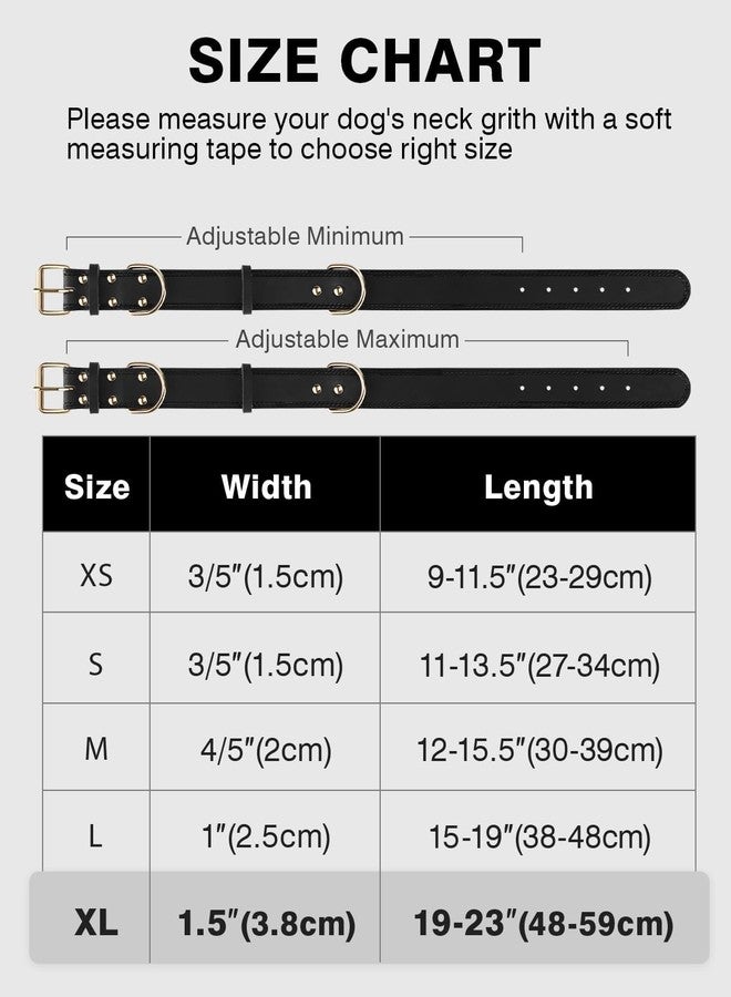 Joytale Genuine Leather Dog Collar for Large Dogs, Heavy Duty Thick Solid Leather for Power Breeds, Sturdy Adjustable Pet Collar with Metal Pin Buckle, Durable for Daily Walking, Black, XL - Image 3
