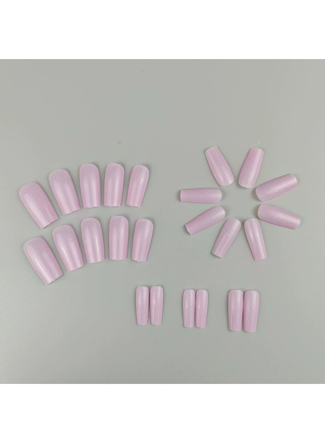 Goolsky Premium Long Square Press-on Nails with Minimalist Pink Solid Color for Fresh Elegance - Image 4