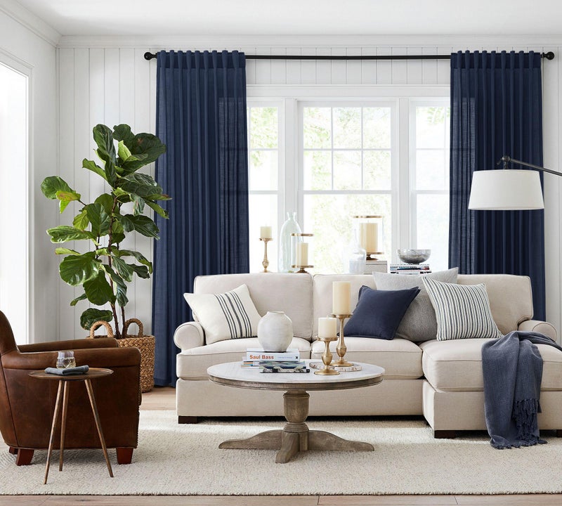 Jowels Navy Linen Curtains 84 inch Length 2 Panels Set Modern Farmhouse Living Room Drapes Light Filtering Rod Pocket Back Tab Filtering Privacy Semi Sheer Curtain 84 inches Long - Image 2