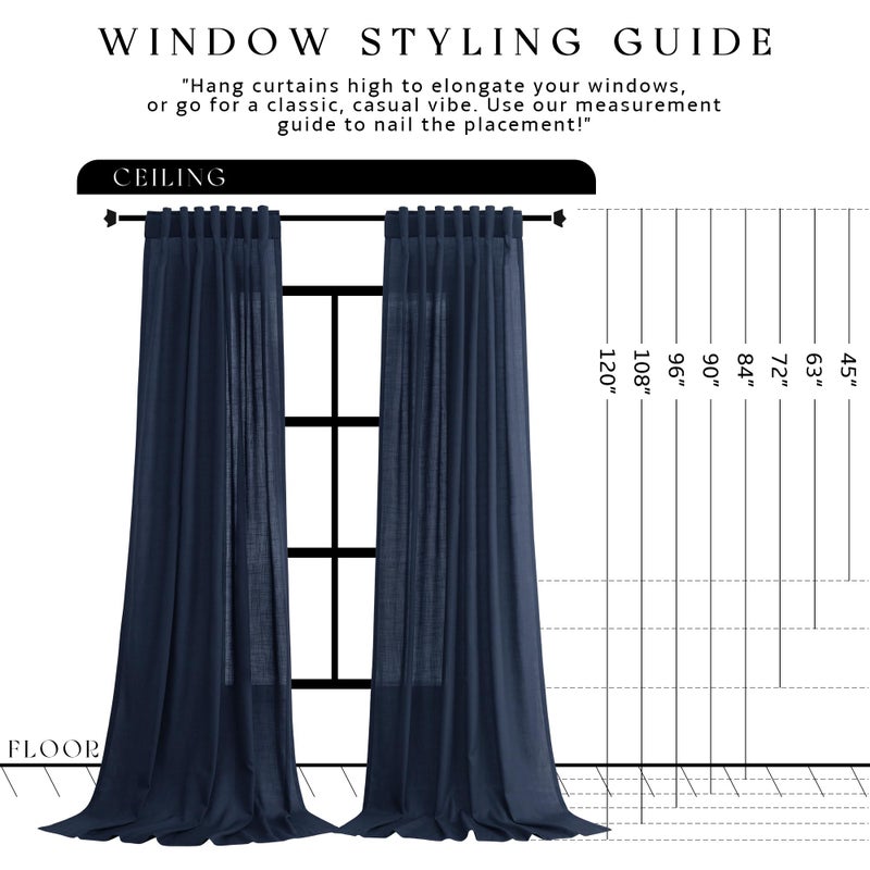 Jowels Navy Linen Curtains 84 inch Length 2 Panels Set Modern Farmhouse Living Room Drapes Light Filtering Rod Pocket Back Tab Filtering Privacy Semi Sheer Curtain 84 inches Long - Image 5