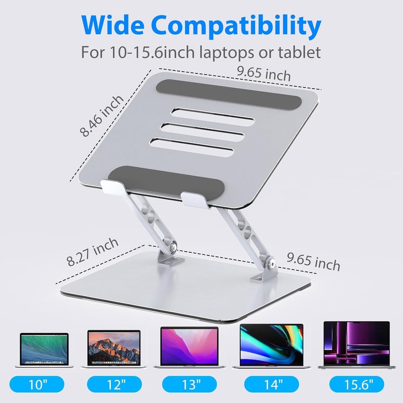 Gogoonike Laptop Stand for Desk, Adjustable Laptop Riser, Metal Foldable Computer Stand Holder Portable Notebook Mount, Ventilated Cooling Printer Stand Compatible with 10-15.6” Laptops - Image 5