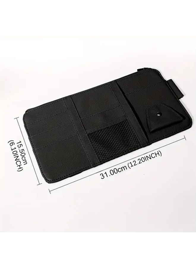 Black Car Sun Visor Glasses Storage Holder Bag with Zipper for Cars Trucks SUVs - Image 2