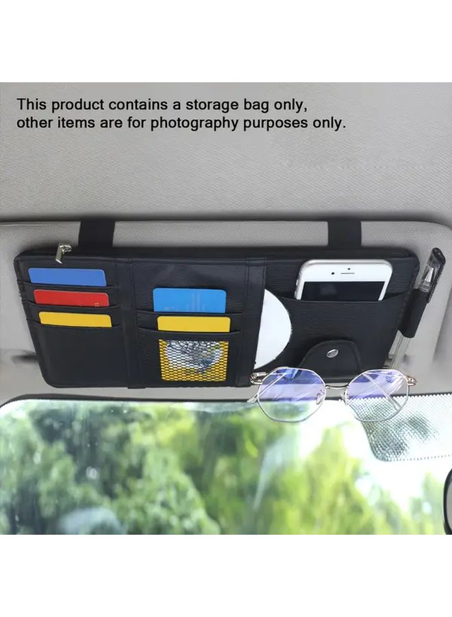 Black Car Sun Visor Glasses Storage Holder Bag with Zipper for Cars Trucks SUVs - Image 4