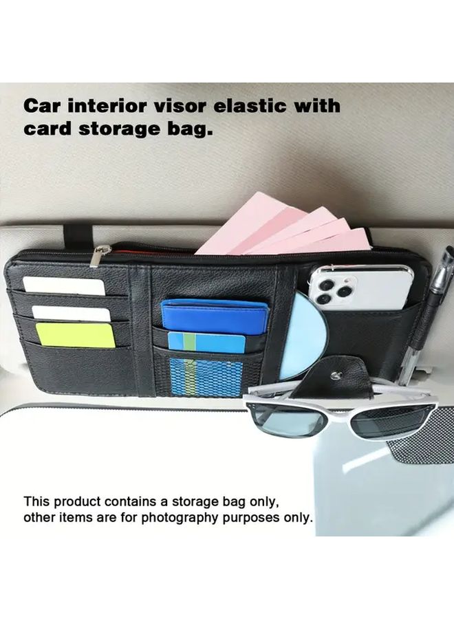 Black Car Sun Visor Glasses Storage Holder Bag with Zipper for Cars Trucks SUVs - Image 3