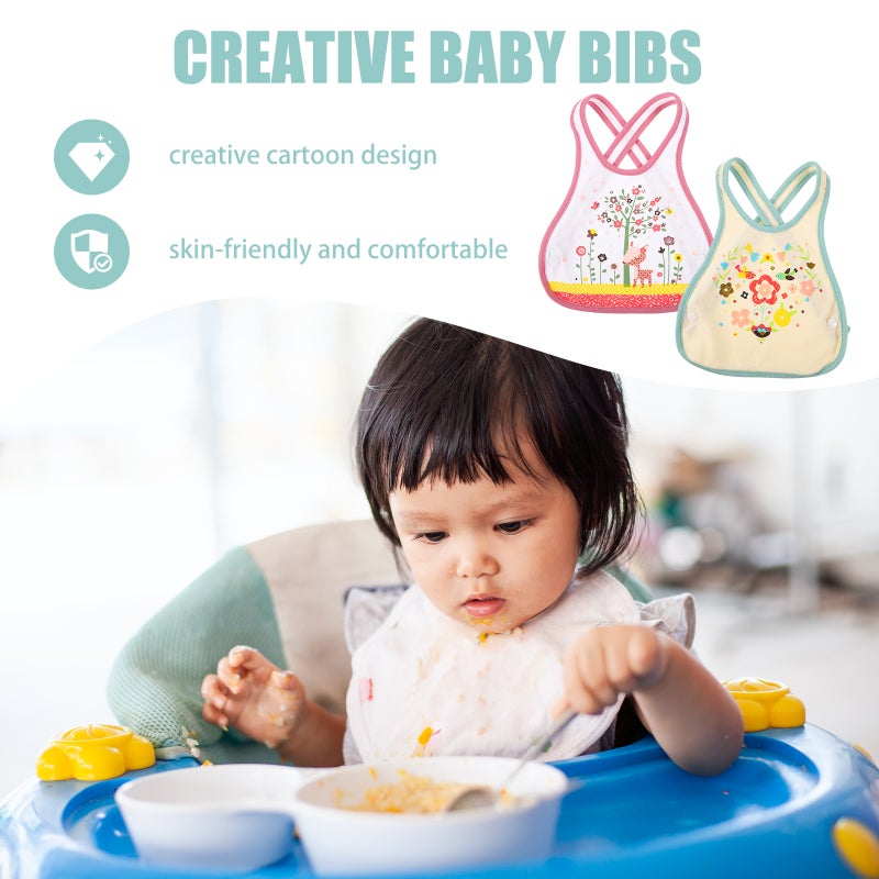 4 pcs Baby Bib Apron Pocket Cartoon Pattern Bib Kindergarten Supplies (Assorted Color) - Image 4