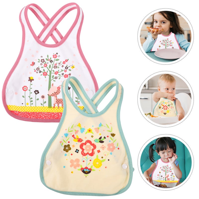 4 pcs Baby Bib Apron Pocket Cartoon Pattern Bib Kindergarten Supplies (Assorted Color) - Image 1