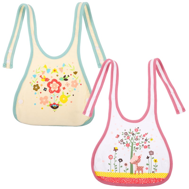 4 pcs Baby Bib Apron Pocket Cartoon Pattern Bib Kindergarten Supplies (Assorted Color) - Image 3