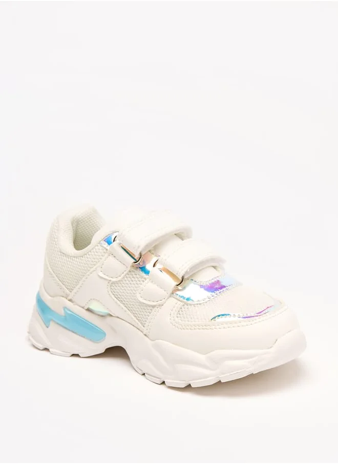 جونيورز Panelled Sneakers with Hook and Loop Closure