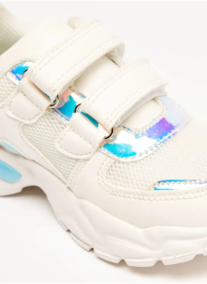JUNIORS Panelled Sneakers with Hook and Loop Closure