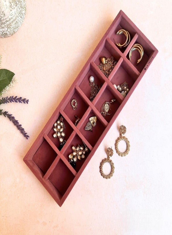 La Trove 12 Grid Jewelry Organizer Tray – Drawer Storage Display for Rings, Earrings & Accessories, Pink - Image 1