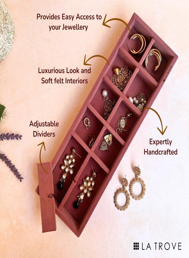 La Trove 12 Grid Jewelry Organizer Tray – Drawer Storage Display for Rings, Earrings & Accessories, Pink - Image 3