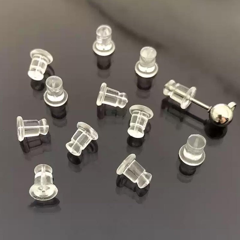 Meniala Silicone Earring Backs, Clear Hypoallergenic Replacement Stoppers for Stud Post Hoop Fishhook Earrings, 100 Pack - Image 1
