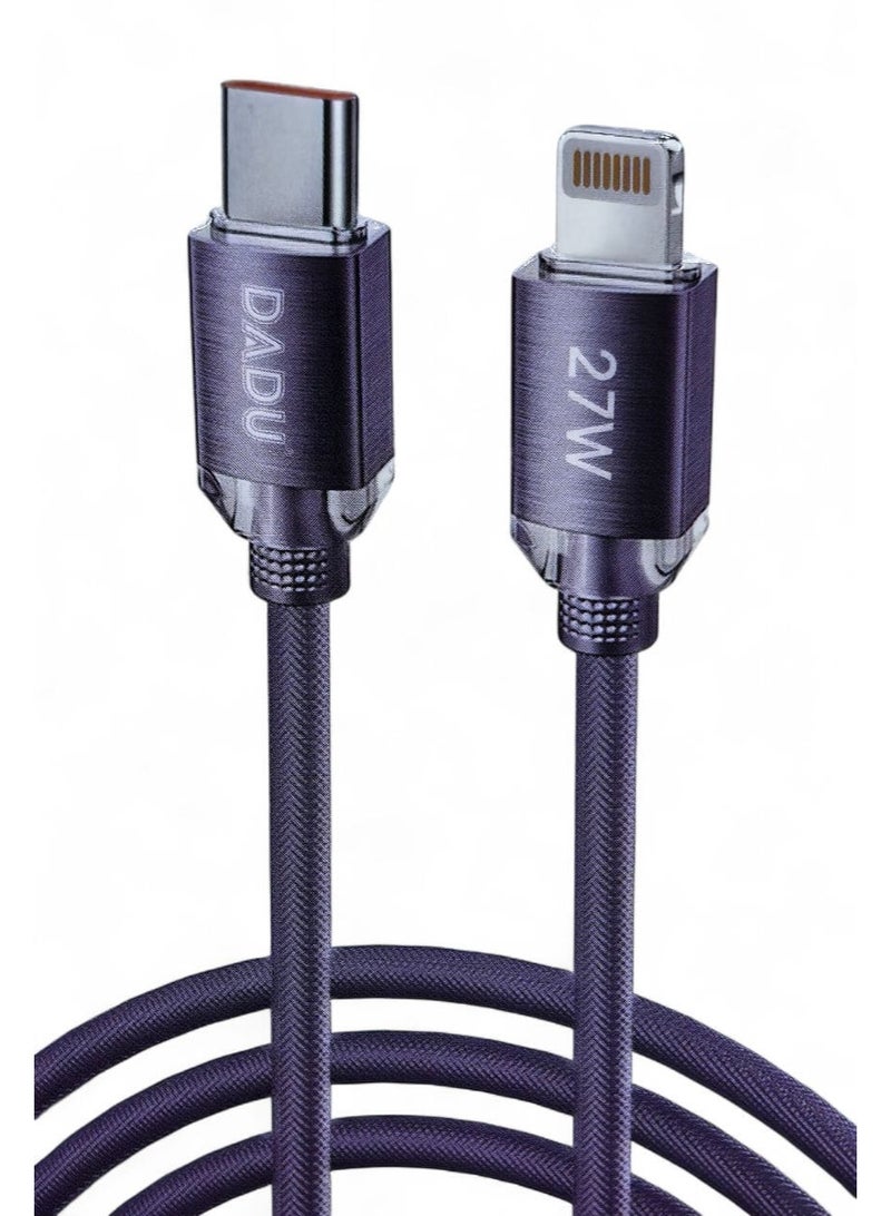 JMD DADU Braided USB-C to Lightning Cable for iPhone, 2 Meter – 27W Fast Charging, MFi Certified, Durable Nylon, Pack of 1 - Image 1