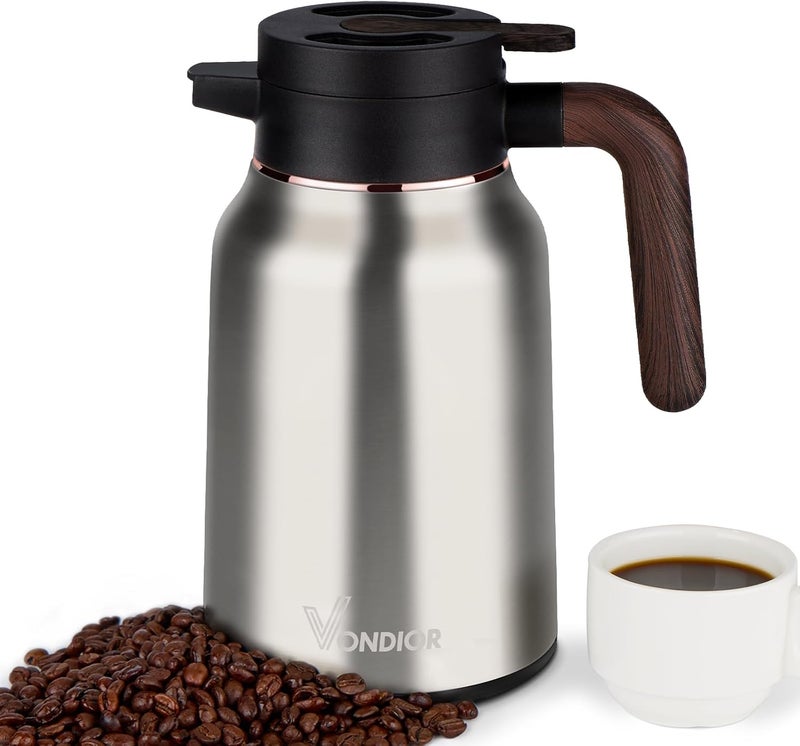 Vondior Coffee Carafe 35oz/1.0L - 24Hours Coffee Thermal- Insulated 304 Stainless Steel Hot Beverage Dispenser - Thermal Coffee Carafes For Keeping Hot/Cold Coffee, Drink Dispenser for Parties - Image 1