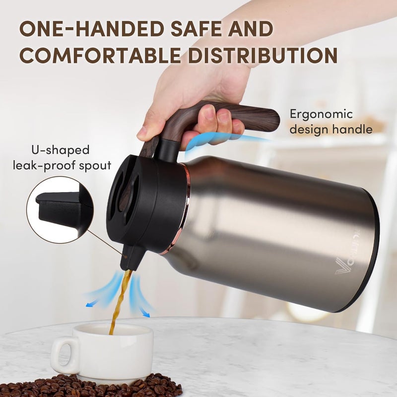 Vondior Coffee Carafe 35oz/1.0L - 24Hours Coffee Thermal- Insulated 304 Stainless Steel Hot Beverage Dispenser - Thermal Coffee Carafes For Keeping Hot/Cold Coffee, Drink Dispenser for Parties - Image 5