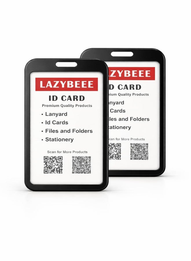 Lazybeee حامل بطاقة هوية معدني عمودي من Lazybeee - حامل بطاقة هوية مصنوع من سبائك الألومنيوم الممتازة، مقاوم للخدش، خفيف الوزن ومتين، مناسب للاستخدام في المكاتب والمدارس والموظفين (أسود، عبوة من قطعتين) - Image 1