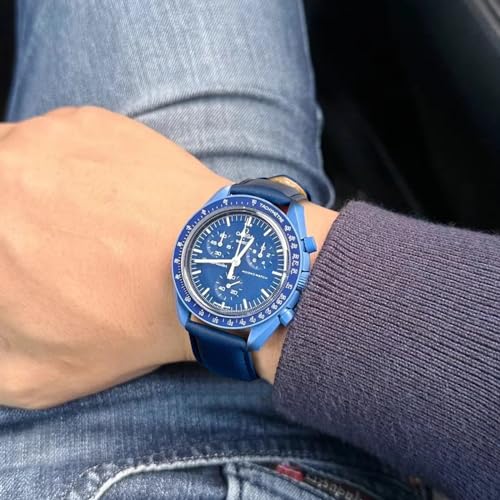 TStrap Leather Watch Bands for Moonswatch - Blue Watch Strap Compatible with Omega x Swatch Moonwatch - 20mm Quick Release Watch Band Replacement for Moonswatch Speedmaster - Image 4