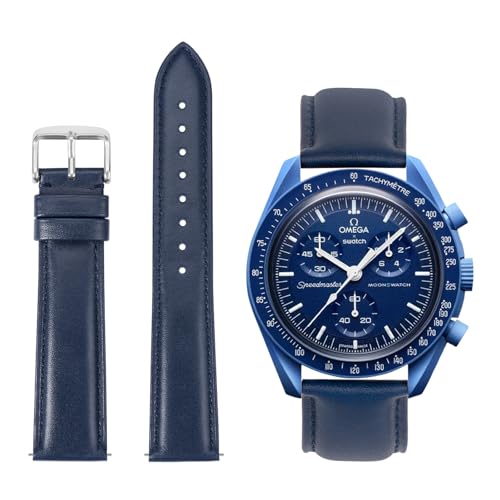 TStrap Leather Watch Bands for Moonswatch - Blue Watch Strap Compatible with Omega x Swatch Moonwatch - 20mm Quick Release Watch Band Replacement for Moonswatch Speedmaster - Image 1
