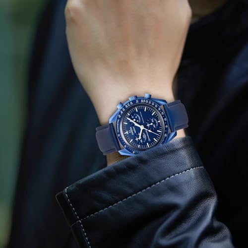 TStrap Leather Watch Bands for Moonswatch - Blue Watch Strap Compatible with Omega x Swatch Moonwatch - 20mm Quick Release Watch Band Replacement for Moonswatch Speedmaster - Image 5