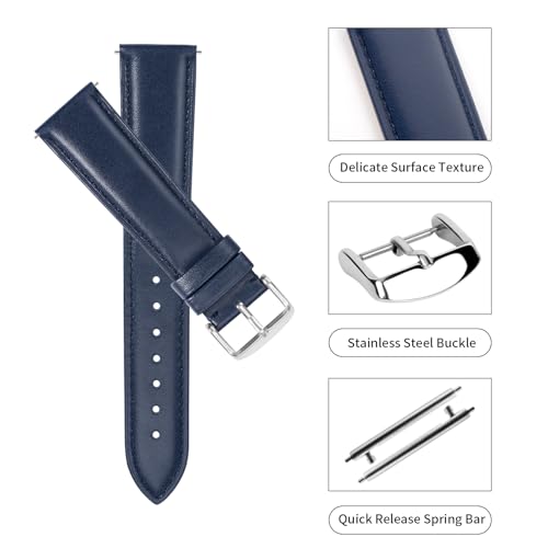 TStrap Leather Watch Bands for Moonswatch - Blue Watch Strap Compatible with Omega x Swatch Moonwatch - 20mm Quick Release Watch Band Replacement for Moonswatch Speedmaster - Image 3