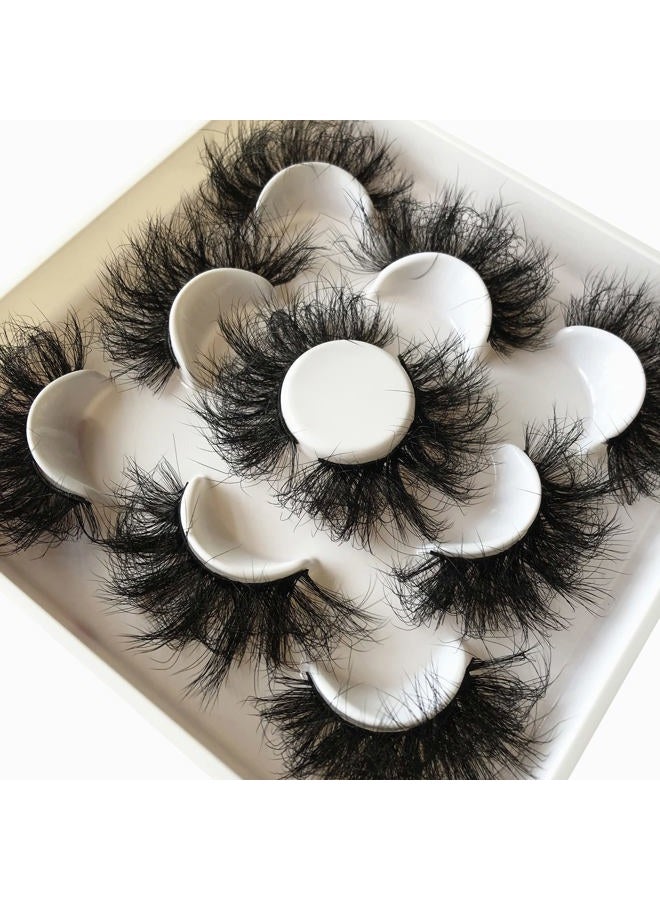 Pooplunch False Eyelashes 25MM Fluffy Dramatic Faux Mink Lashes 5 Pairs Pack Thick Long Messy Crossed Fake Eye Lashes Multipack - Image 3