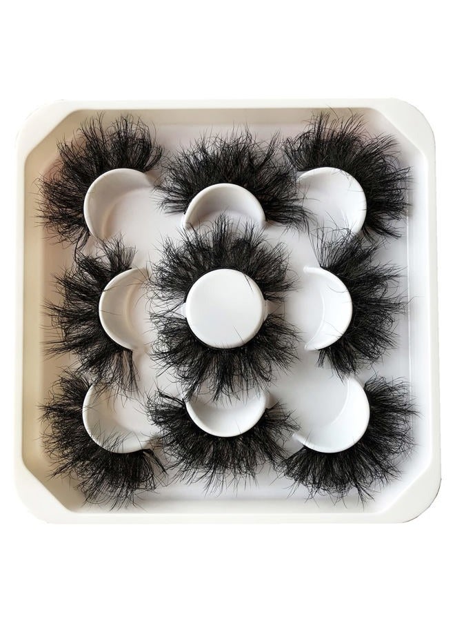 Pooplunch False Eyelashes 25MM Fluffy Dramatic Faux Mink Lashes 5 Pairs Pack Thick Long Messy Crossed Fake Eye Lashes Multipack - Image 1
