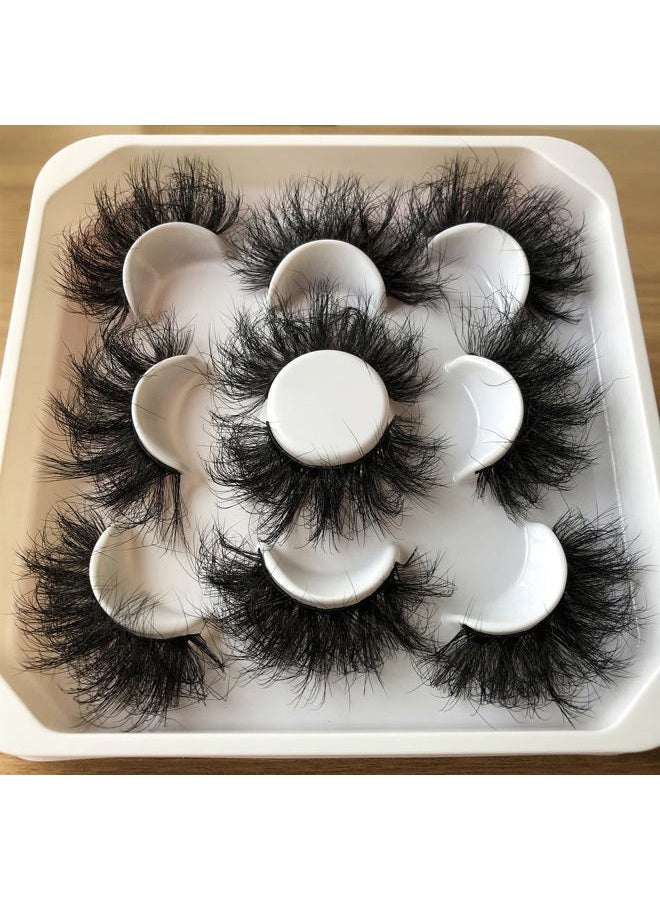 Pooplunch False Eyelashes 25MM Fluffy Dramatic Faux Mink Lashes 5 Pairs Pack Thick Long Messy Crossed Fake Eye Lashes Multipack - Image 2