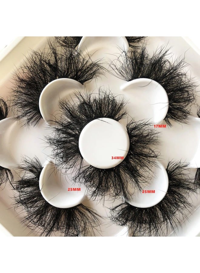 Pooplunch False Eyelashes 25MM Fluffy Dramatic Faux Mink Lashes 5 Pairs Pack Thick Long Messy Crossed Fake Eye Lashes Multipack - Image 4