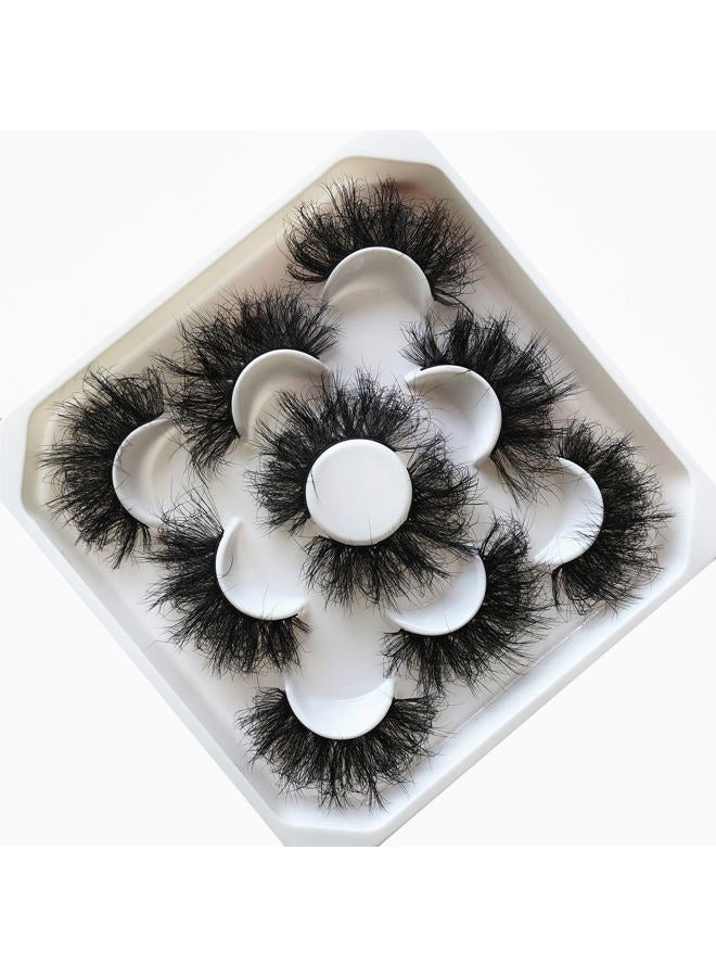 Pooplunch False Eyelashes 25MM Fluffy Dramatic Faux Mink Lashes 5 Pairs Pack Thick Long Messy Crossed Fake Eye Lashes Multipack - Image 5