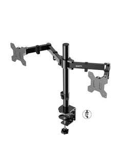 Double Screen Stand Fully Adjustable Computer Monitor Desk Clip Arms Fits Most Monitors Up To 32 Kg Max 100 X 100 Vesa Rotation And Tilt Black Lb T022