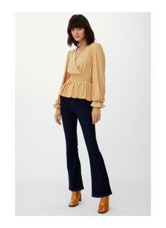 Crinkle Shirred Waist Wrap Top