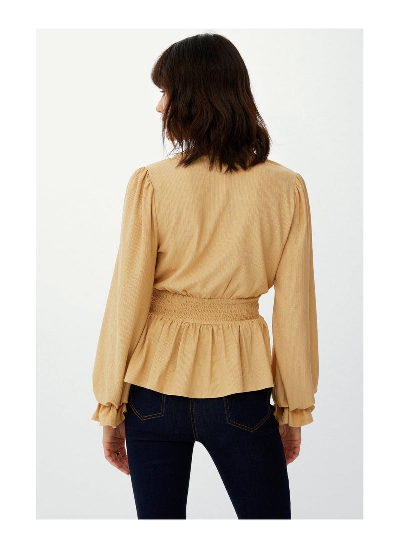 principles - Crinkle Shirred Waist Wrap Top - Image 1