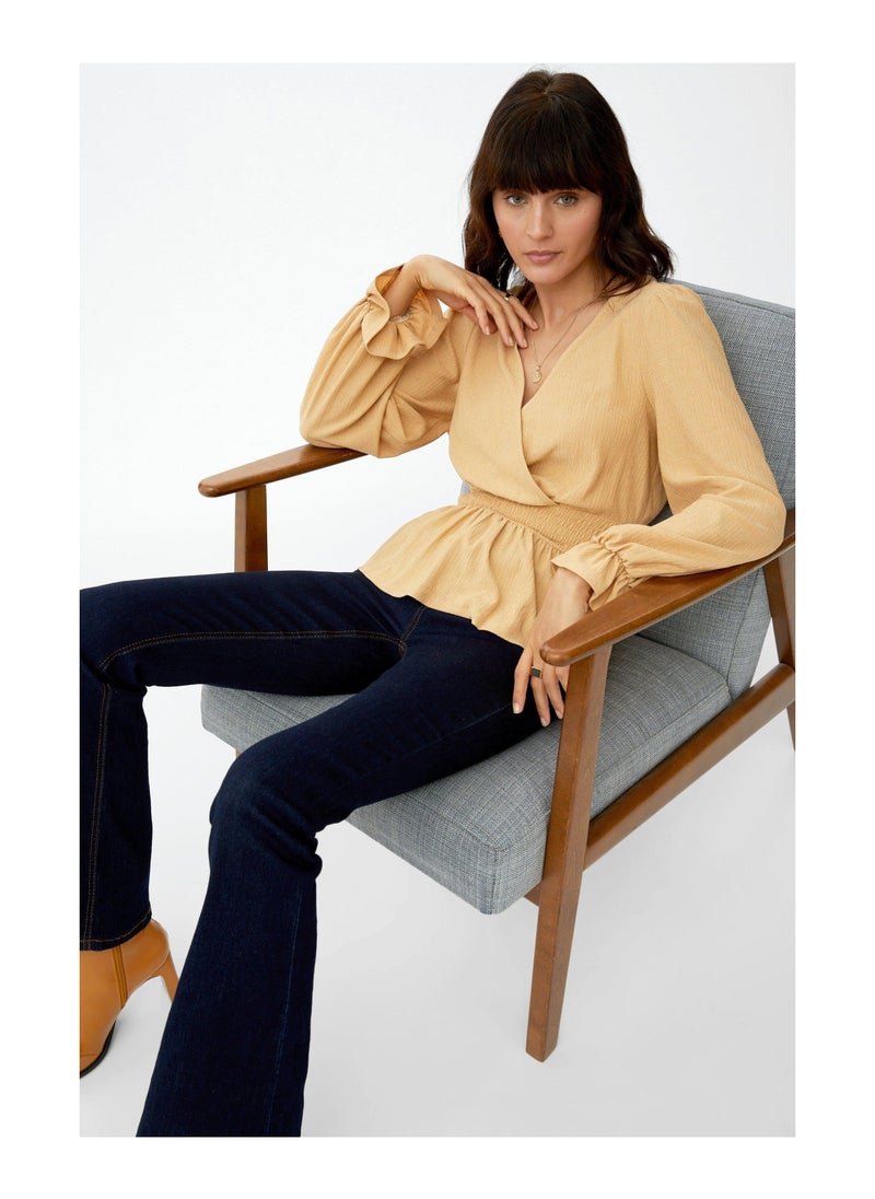 principles - Crinkle Shirred Waist Wrap Top - Image 1