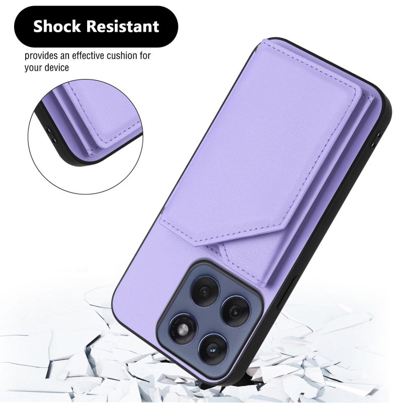 For Motorola Edge 60 Fusion / Edge 60  Feel Four Card Slots Phone Case with Wrist Strap(Purple) - Image 3