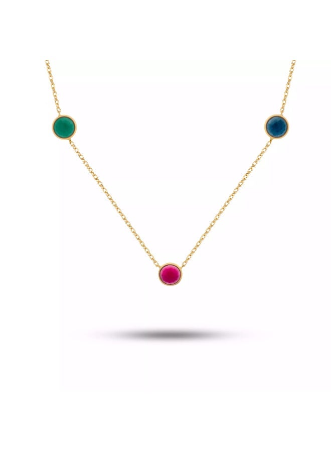 روبي آرت الذهب قلادة روبي آرت الذهبية عيار 18 قيراطًا للنساء، قلادة ذهبية متعددة الألوان - 2.42 جرام - Image 1