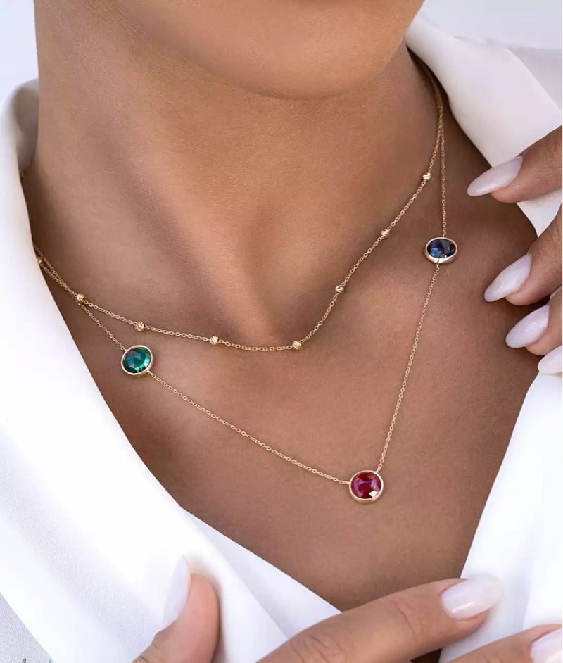 روبي آرت الذهب قلادة روبي آرت الذهبية عيار 18 قيراطًا للنساء، قلادة ذهبية متعددة الألوان - 2.42 جرام - Image 2