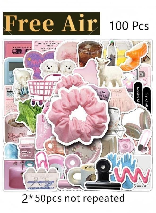 Free Air 100 Minimalist Korean Stickers, Laptop Ledger, Water Cup, Ipad Phone Case Decoration, Waterproof Sticker  - Image 1