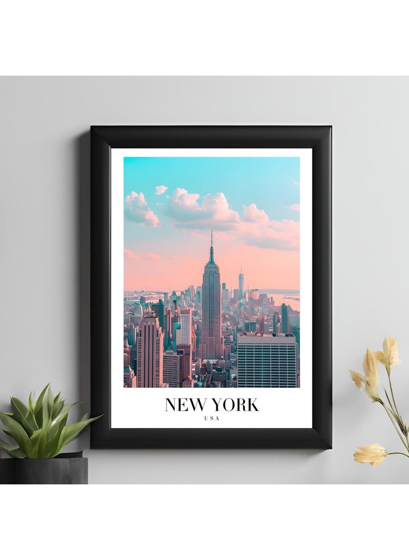 Master Flame Master Flame North America Travel World Aesthetic Wall Art Poster for Cafe Studio Restaurants Hotels Living Room Home Wall Decor FrameFrameless New York USA TPN18 