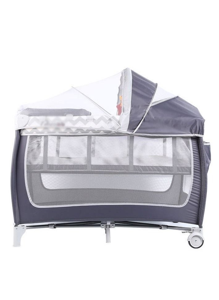 Arabest - Baby Bed With Storage Bag, Wheels, Mosquito Net, Mattress, Arch Toy, And Changing Table - 110 x 76 x 76 cm - Image 1