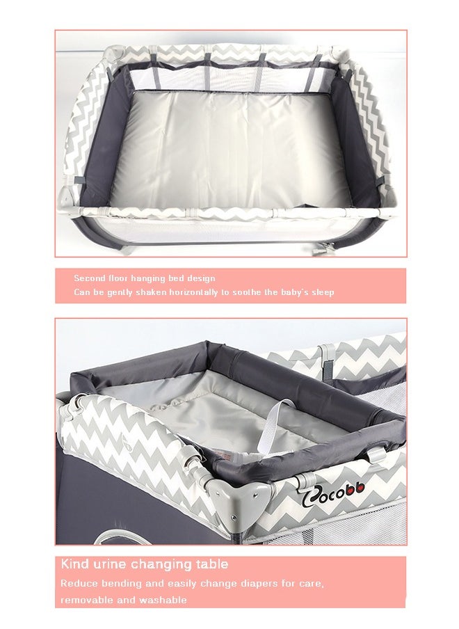 Arabest - Baby Bed With Storage Bag, Wheels, Mosquito Net, Mattress, Arch Toy, And Changing Table - 110 x 76 x 76 cm - Image 1