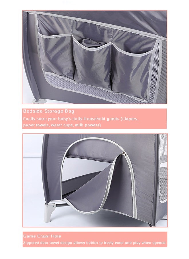 Arabest - Baby Bed With Storage Bag, Wheels, Mosquito Net, Mattress, Arch Toy, And Changing Table - 110 x 76 x 76 cm - Image 1
