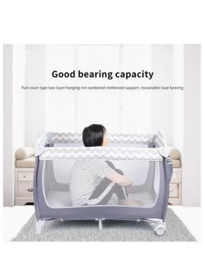 Arabest - Baby Bed With Storage Bag, Wheels, Mosquito Net, Mattress, Arch Toy, And Changing Table - 110 x 76 x 76 cm - Image 1