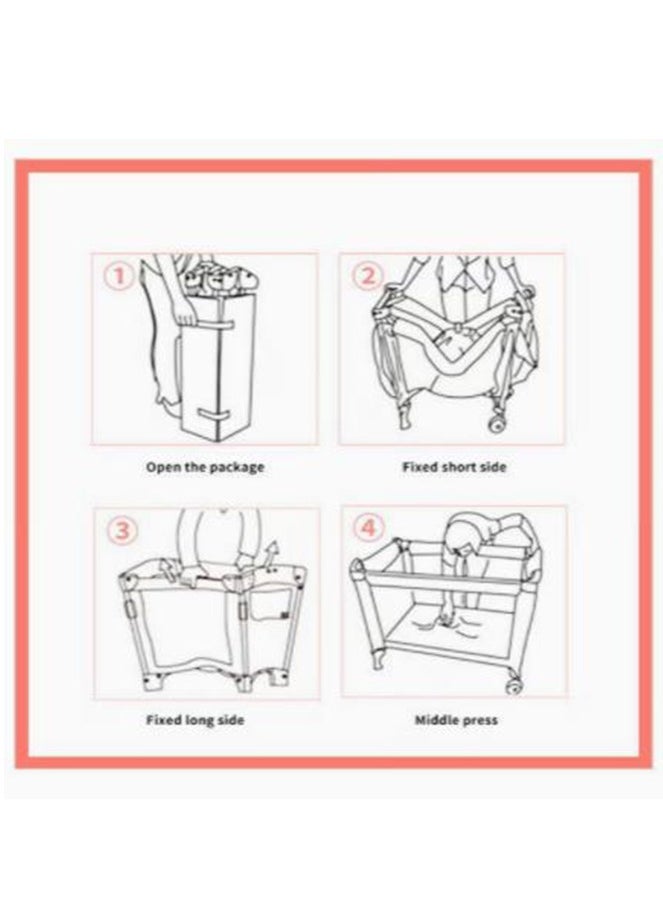 Arabest - Baby Bed With Storage Bag, Wheels, Mosquito Net, Mattress, Arch Toy, And Changing Table - 110 x 76 x 76 cm - Image 1
