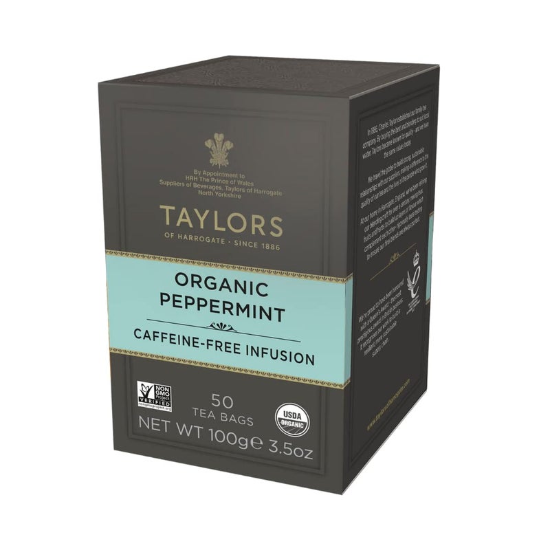 Taylors of Harrogate Organic Peppermint Herbal Tea, 50 Count - Image 1