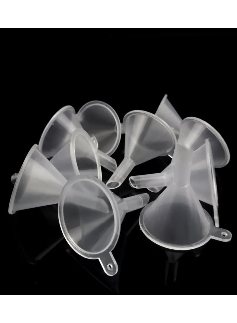 12pcs Small Clear Plastic PP Mini Funnels Packaging Travel Tools for Empty Bottle Filling Perfumes Essential Oils Aromatherapy - Image 1