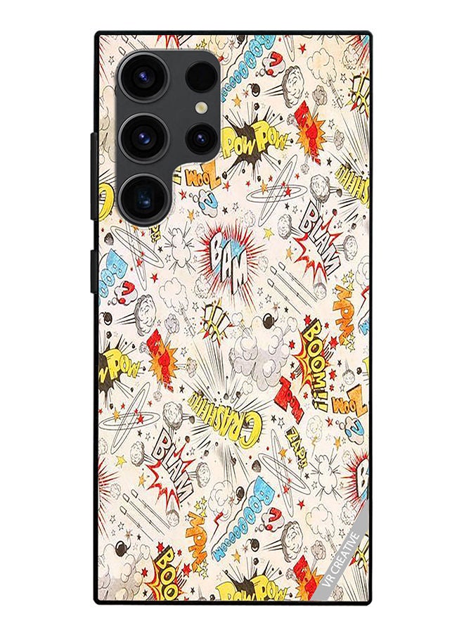 VR CREATIVE Protective Case Cover For Samsung Galaxy S23 Ultra 5G Comic Book Sticker Design Multicolour - Image 1