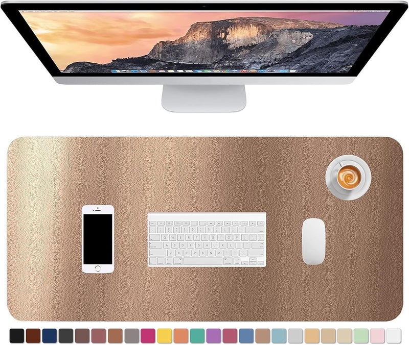 Hsurbtra Desk Pad, 30" x 14" PU Leather Desk Mat, XL Extended Mouse Pad, Waterproof Desk Blotter Protector, Ultra Thin Large Laptop Keyboard Mat, Non-Slip Desk Writing Pad for Office, Rose Gold - Image 1